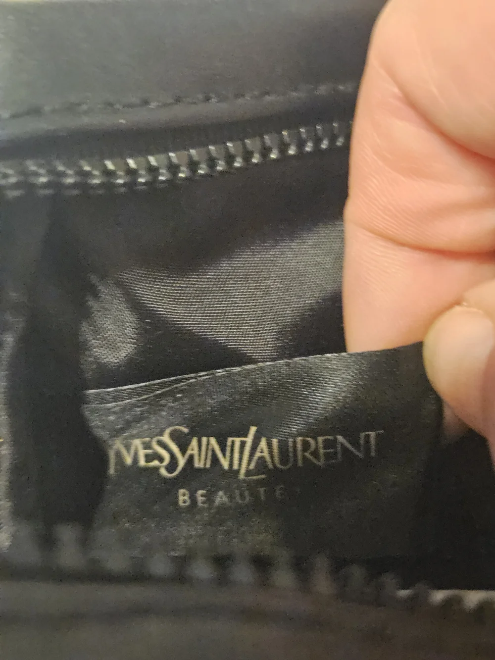 NWOT- Yves Saint Laurent Black & Gold Cosmetic Pouch and Mirror Holder Set